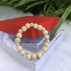 vòng 7 bi bạc cho bé trai dây thun