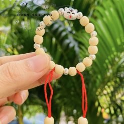 Vòng Dâu Tằm 7 Bi Bạc + Giáp Hổ Cho Bé Trai