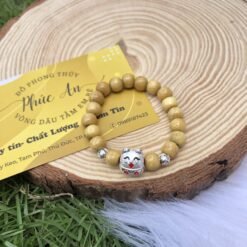 Vòng Dâu Tằm 2 Bi Bạc Mèo Thần Tài