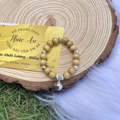 Vòng Dâu Gốc 7 Bi Bạc Chuông Lắc Cho Bé Trai